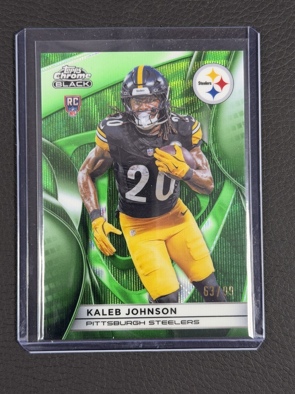 2025 Topps Chrome Black - Kaleb Johnson #141 - RC Green Wave Refractor /99