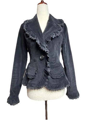Vintage Y2K Lace Trim Blazer Sz Med Victorian Goth Steampunk Witchy Vamp