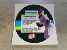 Andres Galarraga Colorado Rockies 1994 Oscar Meyer Superstar Round-Up Proof BACK