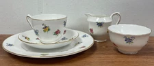 Crown Staffordshire Floral Bouquet Trio Vintage China Set with Cream & Sugar