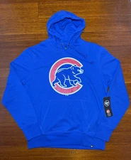 NWT '47 Brand Chicago Cubs Primary Team Logo Royal Blue Fleece Hoodie MENS NEW