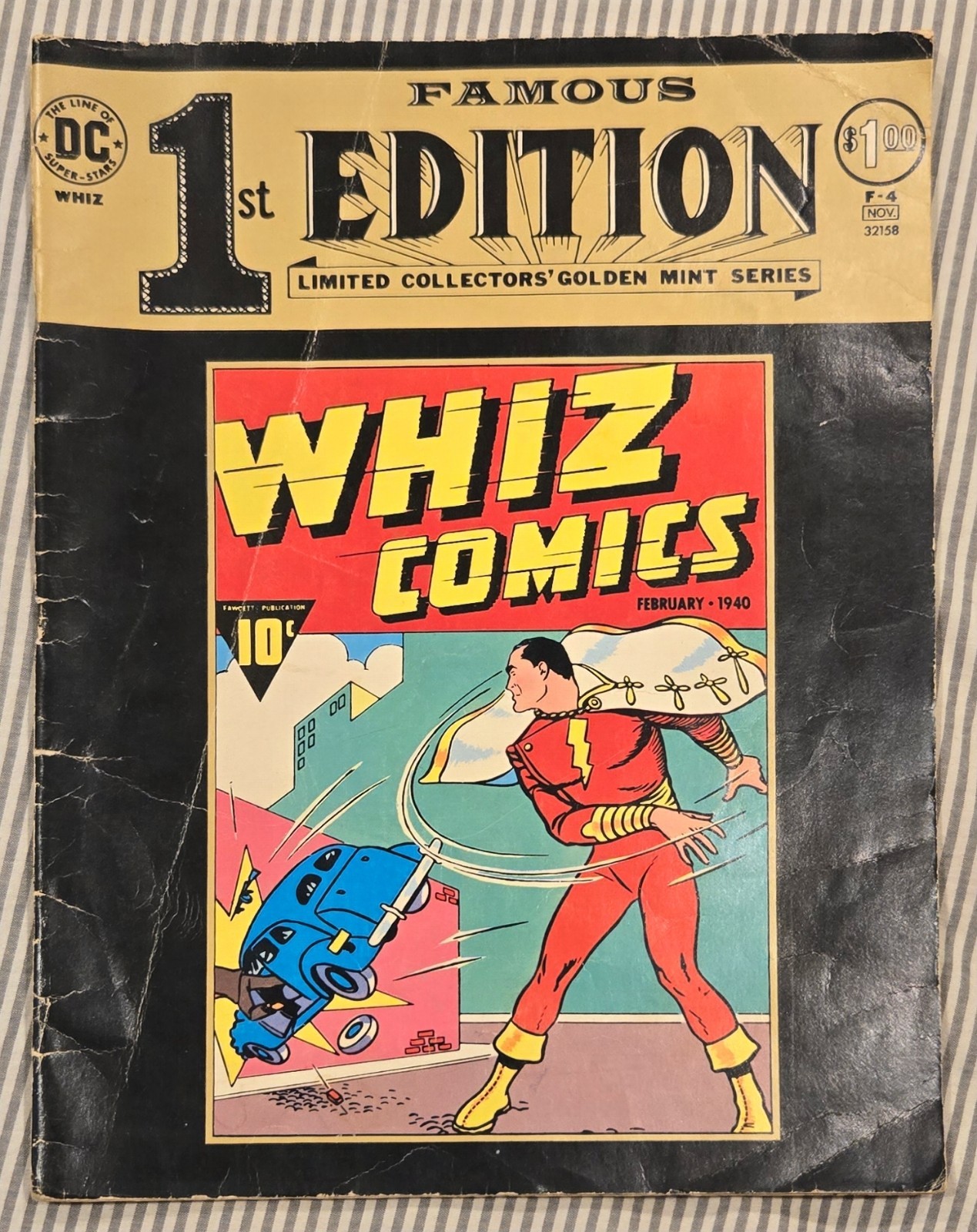 Famous 1st Edition F-4 1974 Oversized Comic Book - WHIZ COMICS 1940 Reprint