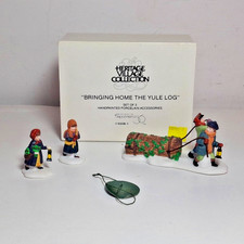 Dept 56 Heritage Village Collection Bringing Home the Yule Log #5558-1, Set of 3