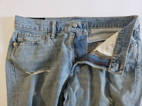 Abercrombie & Fitch Blue Jeans Mens 31x30 Langdon Slim Distressed Stretch Denim - Picture 7 of 14