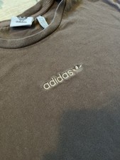 Adidas Originals Brown Embroidered Trefoil Logo T-Shirt Large Back Logo Men s