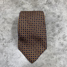 Gucci Silk Tie Mens Navy Blue Geometric Pattern Made in Italy Designer Necktie