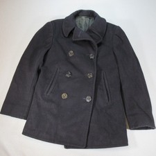 Vintage Wool Navy Issued Pea Coat Mens 36R Black US Naval Anchor Anchor