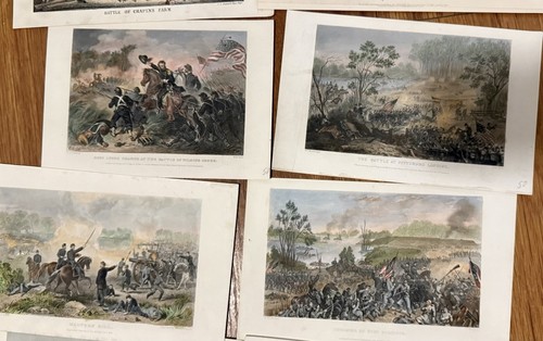 Antique Lot Of 13 Colored Lithograph/engraving Battles - 19th Century. 6”-10” - Picture 5 of 16