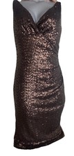 Vintage Ralph Lauren Evening Sequined Brown Dress Party Cocktail Women’s Size 2