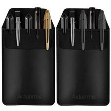 Aidunmis 2Pack Black PU Leather Pen Pocket Pr...