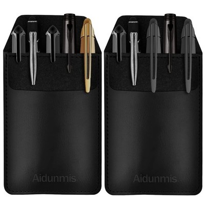 Aidunmis 2Pack Black PU Leather Pen Pocket Protector for Shirts & Lab Coats