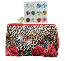 Estee Lauder Leopard Print Butterfly Toiletry Bag Cosmetic Makeup Organizer NEW