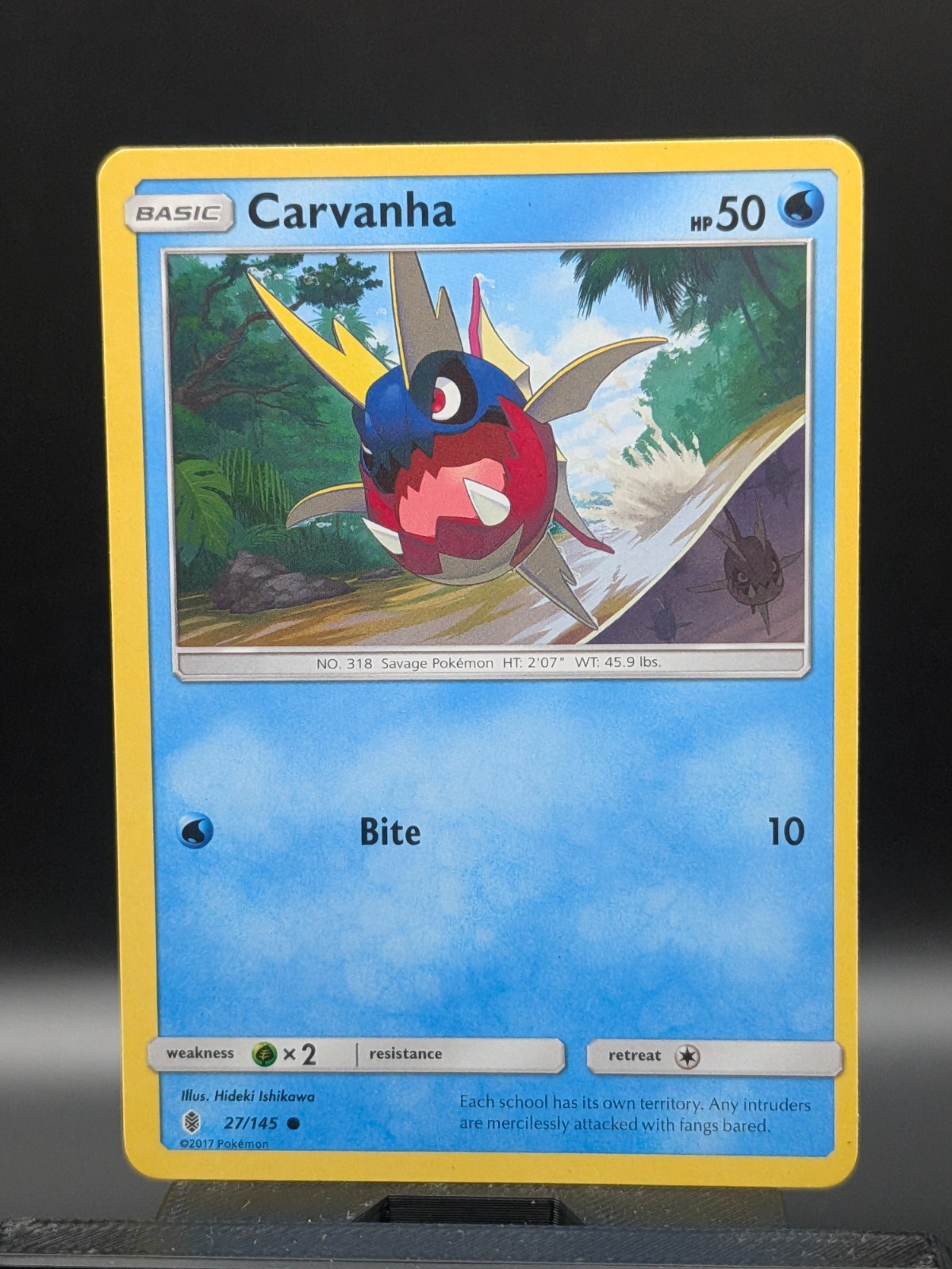 Carvanha 27/145 Common Sun & Moon: Guardians Rising Pokemon Card