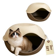 2er Set Katzen Haus Outdoor Indoor Hunde Höhle Hütte Wurfbox Katzenversteck