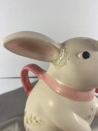 Pfaltzgraff Bunny Sugar Bowl with Lid & Creamer Easter Tea Rose Pattern Vintage - Picture 13 of 14