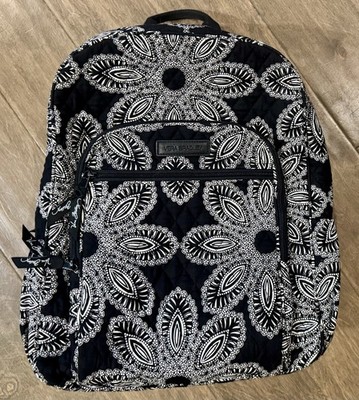 Vera Bradley Floral Campus Backpack Black White Quilted  display picture 2
