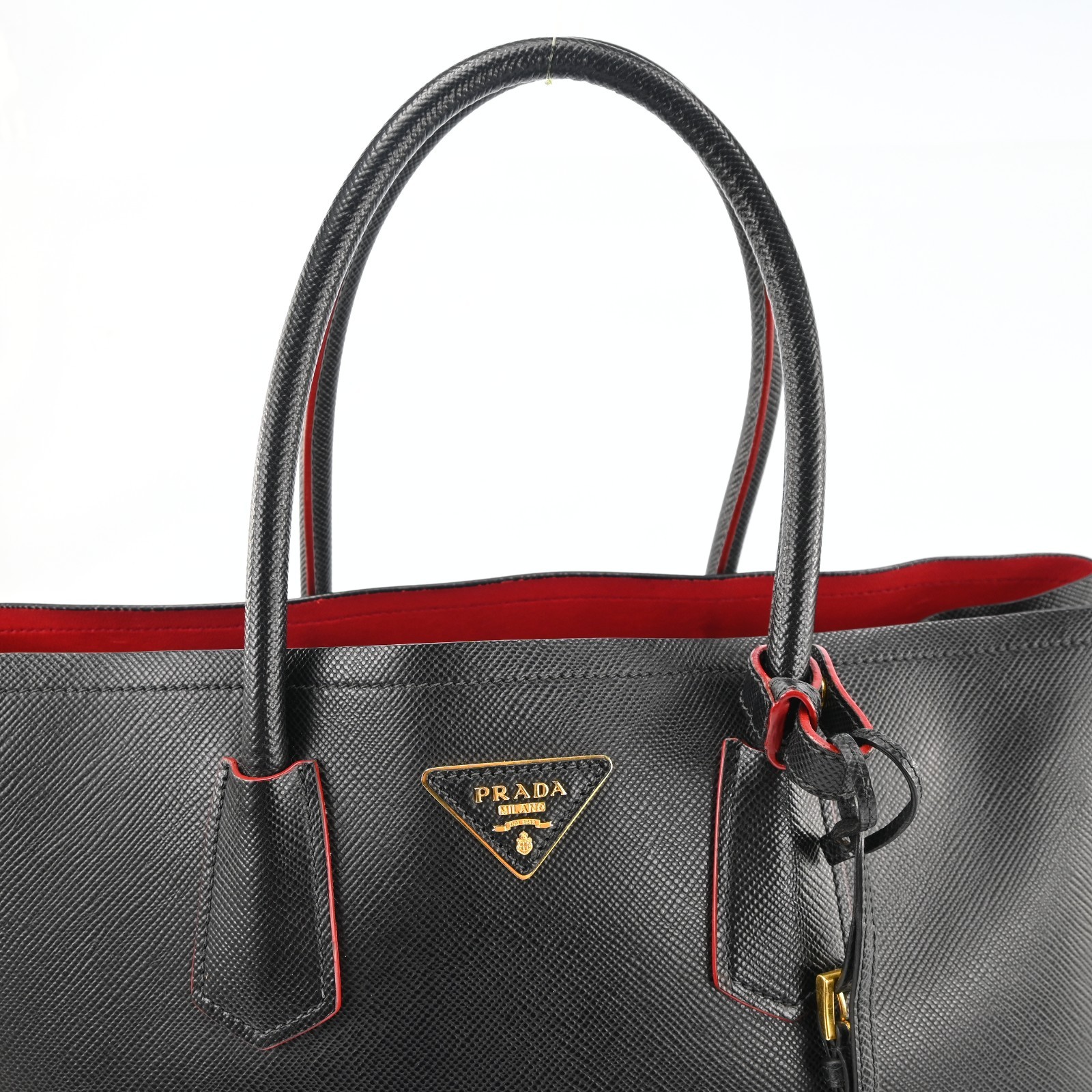 Auth PRADA Logo Handbag Bag Leather Black N2730YS802 thumbnail 8