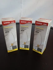 Satco A3686 Candelabra BASE 40W Frost Glass 384 Lumens  Bulbs 3pk