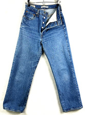 Levi s Ribcage Straight Ankle Jeans Womens 27 High Rise Button Fly Blue Wash