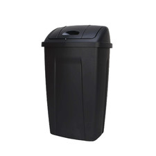 Kitchen Trash Can, 13 Gallon Plastic Garbage Bin with Swing Top Lid, Black