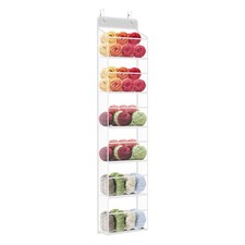 KEEGH Hanging Yarn Storage Organizer, Over Door Knitting and 6 Layer, Clear