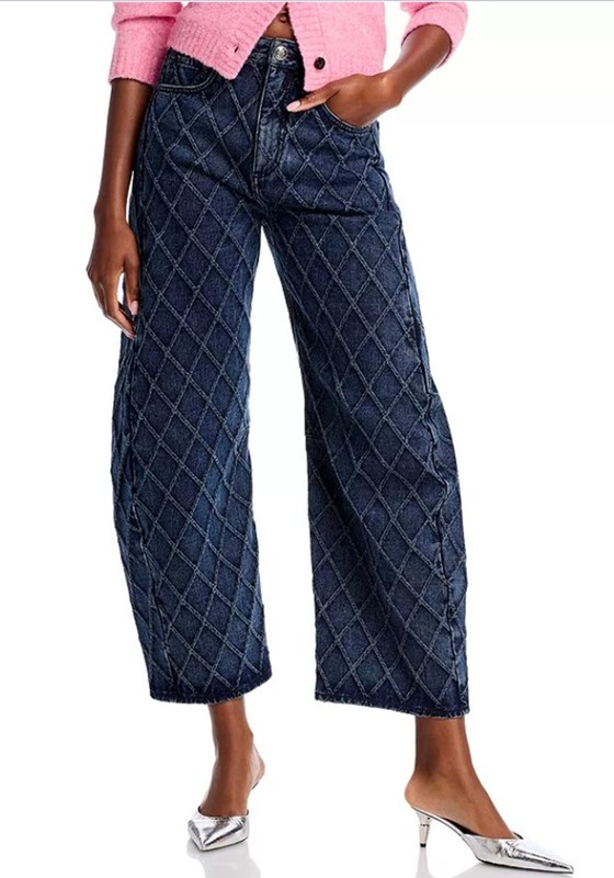 RAG & BONE Charlie High Rise Barrel Jeans in Karina Quilted High Rise Jeans 34