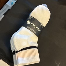 Sperry Cushion Quarter Socks WOMENS size 4-10  White 6 Pairs