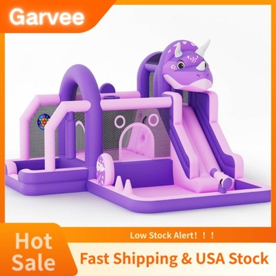 Oxford Cloth Bounce House, Inflatable Dinosaur Bouncer with Slide Air Blower, Du