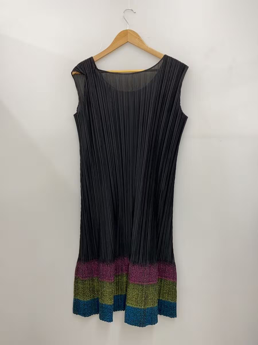 PLEATS PLEASE ISSEY MIYAKE Sleeveless Dress 3 Polyester Multi color Striped PP03 image 2