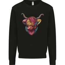 Colourful Highland Cow Mens Sweatshirt Jumper