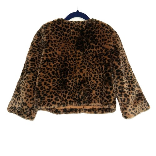 Janie and Jack Faux Fur Leopard Print Jacket Coat 7-8 - Picture 3 of 7