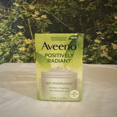 NIB Aveeno Positively Radiant Gel Moisturizer Tone Correcting Soy 1.7oz (48g)