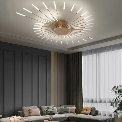 Premium Gold Fireworks Chandelier Flush Mount Bedroom Dining Ceiling Light