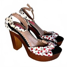 Betsey Johnson Cherry  Polka Dot Platform Heels Women  s 6.5
