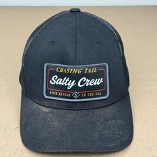 Salty Crew Chasing Tail Trucker Hat Black Mes...