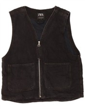 Zara Gilet Uomo Denim Utility UK 42 Large Nero Cotone EQ03