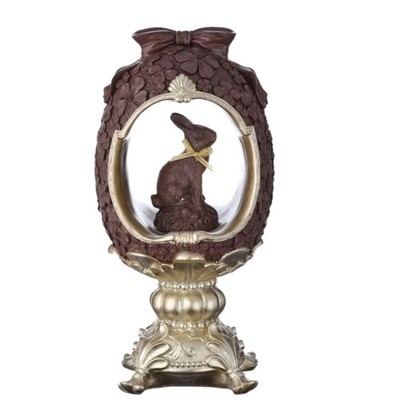 Resin Chocolate Egg on Pedestal w/Bunny MT26199