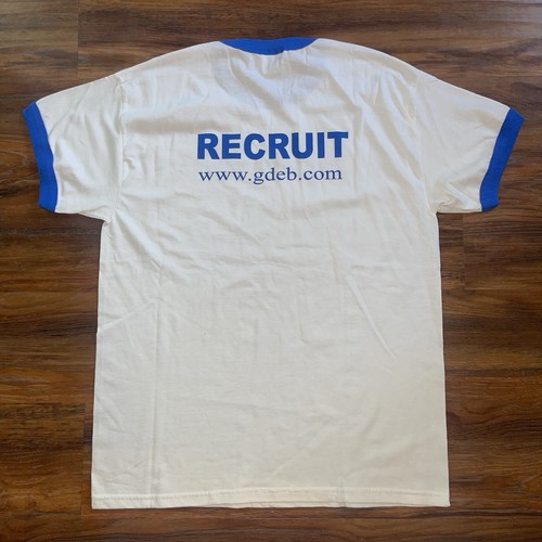 General Dynamics Electric Boat Employee Ringer TShirt Men’s Large L White Blue - Picture 6 of 9