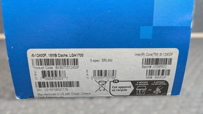 Intel Core i5-12400F Processor (4.4 GHz, 6 Cores, LGA 1700) Box