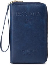 Passport Holder PU Leather Wallet for Men & Women, RFID Blocking Travel Wallet,