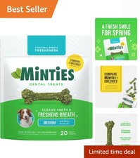 Dental Chews for Dogs, 20 Count, Vet-Recommended Mint-Flavored Dental Dog Tre...