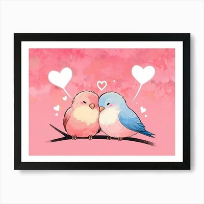 Vögel auf einem Ast 7 Kunstdruck gerahmt Wandbild Poster Leinwanddruck Bild