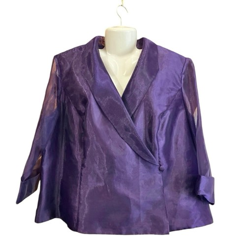 Alex Evenings Women's Purple Sheer 3/4 Sleeve Single Button Evening Jacket SZ 3X - Picture 9 of 9