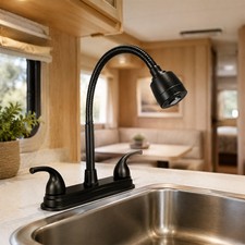 High Arc 8'' Kitchen RV Faucet Sink Mixer Pull Down Sprayer 2 Handle Plastic US