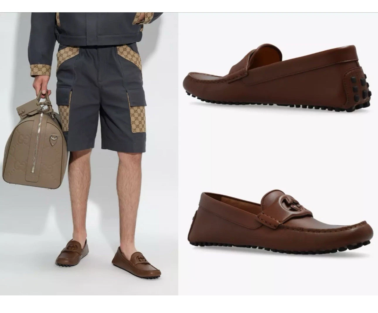 Gucci mocassins mocassins chaussures GG emboîtement G conducteur pantoufles baskets UK7,5
