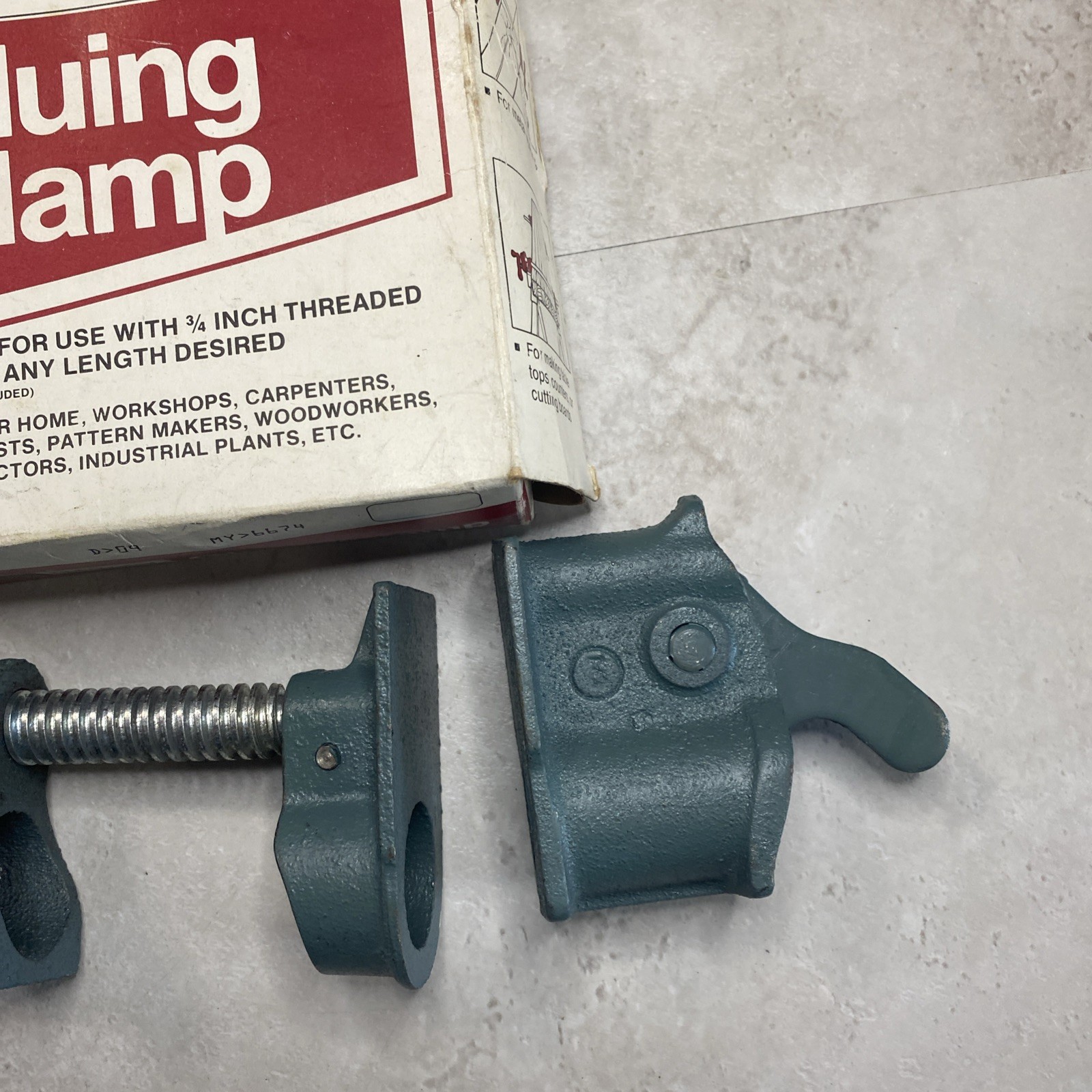 Vtg Sears Craftsman 9-6674 Gluing Clamp 3/4" Threaded Pipe Woodworking Tool USA