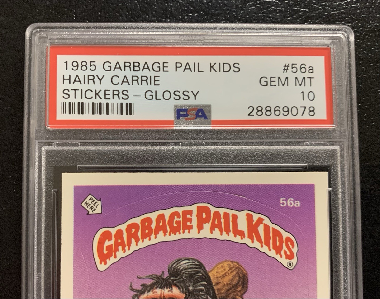 1985 Garbage Pail Kids OS2 Hairy Carrie 56a PSA 10 GEM MINT-RARE GLOSSY CARD TWT view 3
