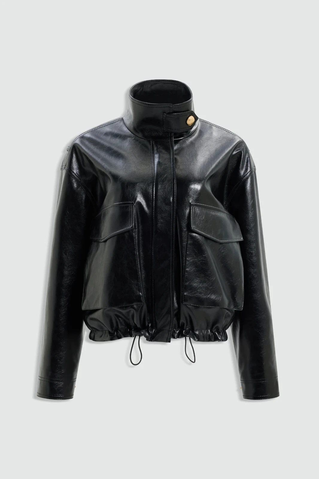 Annette Leather Jacket Women’s Black Cropped Oversized Genuine Leather Jacket image 1