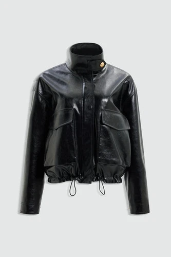 Annette Leather Jacket Women’s Black Cropped Oversized Genuine Leather Jacket video thumbnail