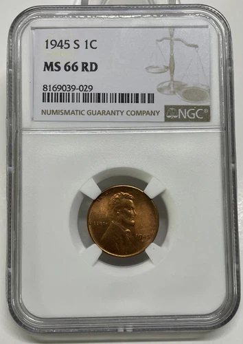 1945-S Lincoln Wheat Cent / Penny 1c NGC MS 66 RD